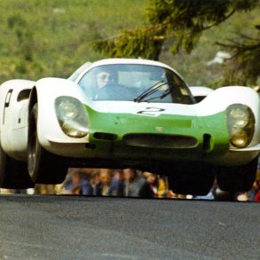 Nürburgring 1000 Km, 19 May 1968: We have lift off! Jo Siffert and Vic Elford were the overall winners in the No. 2 Porsche 908 KH. © Corporate Archives Porsche AG