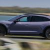 Side view of a 2025 purple Porsche Taycan 4 Cross Turismo
