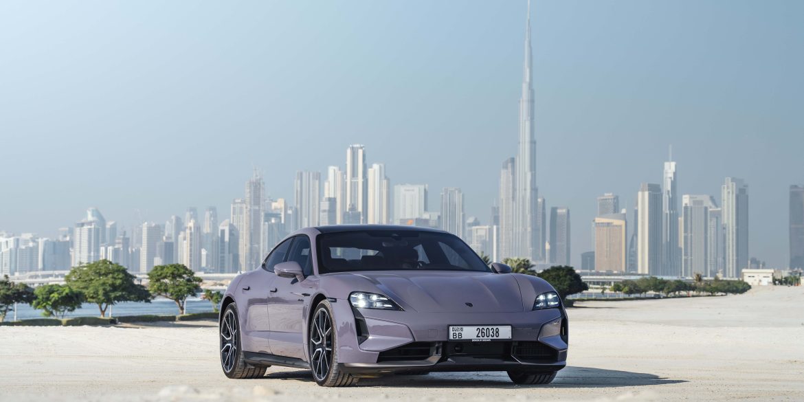 Three-quarter view of a 2025 Porsche Taycan Turbo S