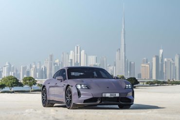 Three-quarter view of a 2025 Porsche Taycan Turbo S