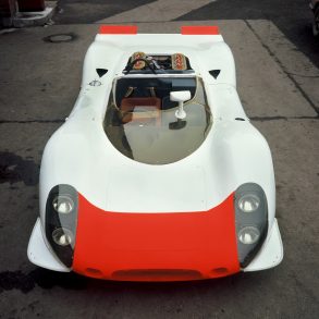 The 1969 Porsche 908/02 Spyder photographed at the factory in Stuttgart. © Corporate Archives Porsche AG