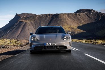 Front view of a 2025 Porsche Taycan turbo