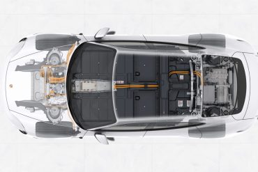 Cutaway of the Porsche Taycan's powertrain