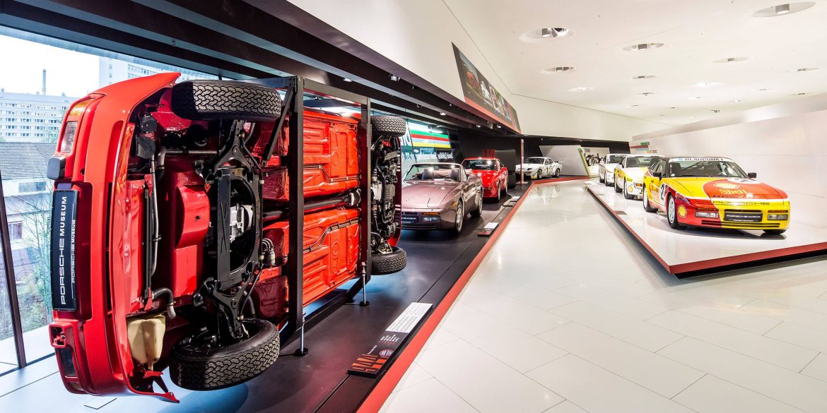 Porsche transaxle models exhibited at Porsche Museum