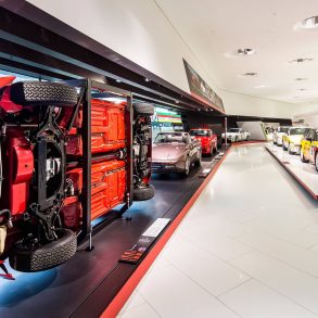 Porsche transaxle models exhibited at Porsche Museum