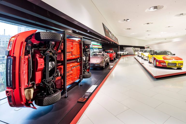 Porsche transaxle models exhibited at Porsche Museum
