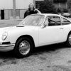 Black and white photo of a Porsche Prototype 901-1 from 1964