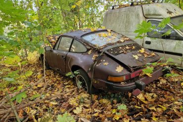 Neglected Porsche 911 911 SC 3.0 buried in the woods