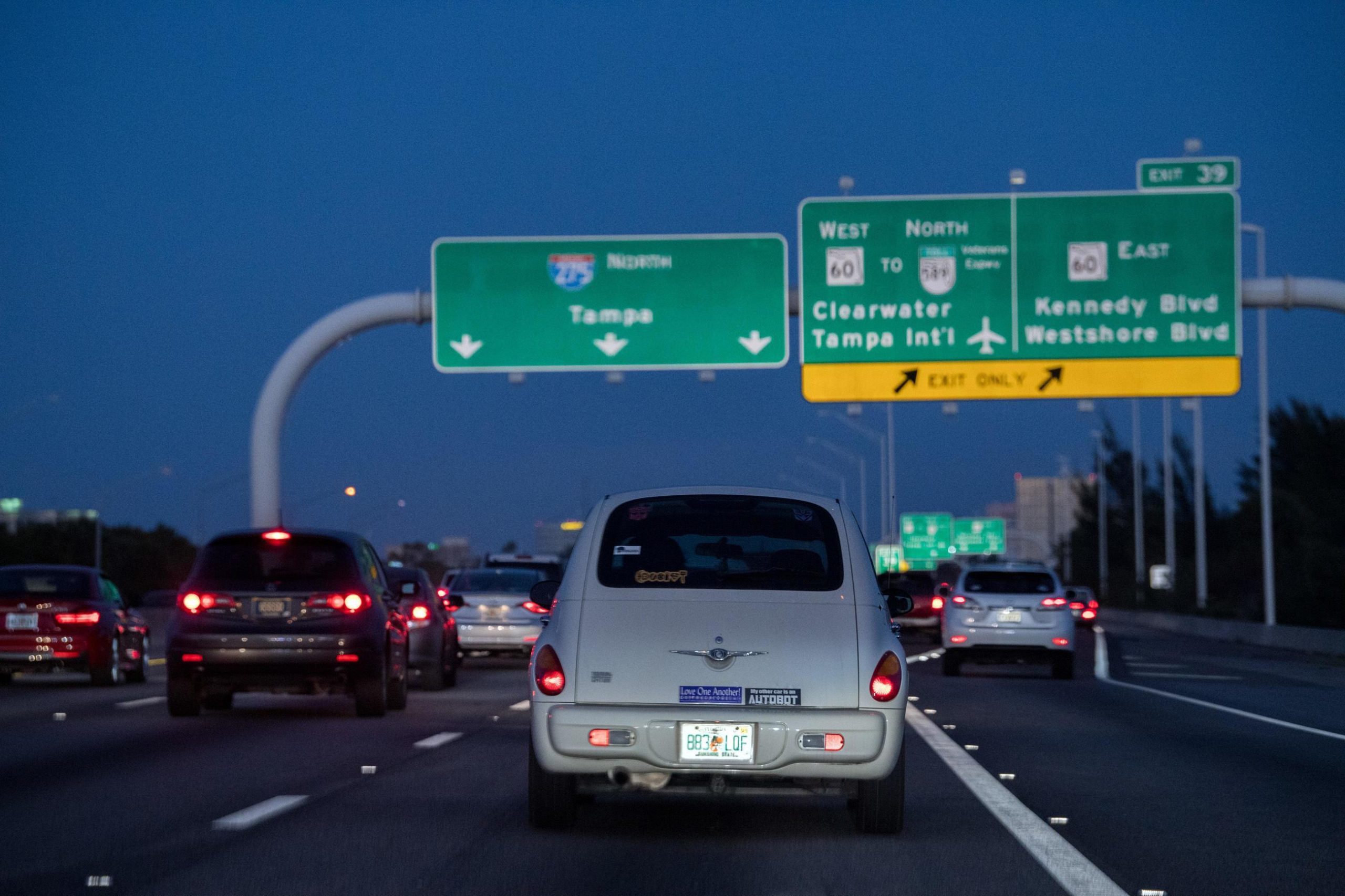 Florida congested highway at night